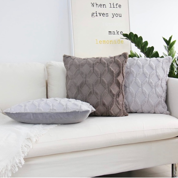 Grey Small Fur Cushion Luxury HomeCozy Grey Short Wool Faux Fur